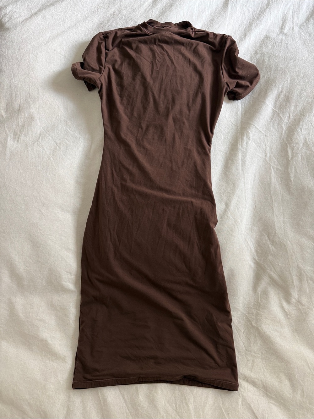 Skims Chocolate Brown Short-Sleeve Midi Dress
